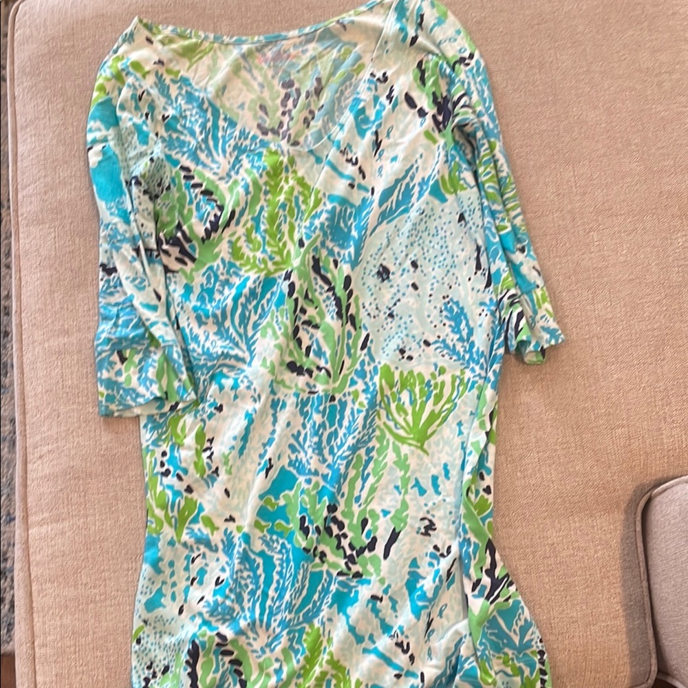 Lilly Pulitzer Asymmetrical Dress in Blue and Green